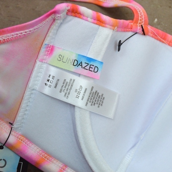 SUNDAZED Beka Tie-Dyed Bow Bikini Top, 32DD and 34D, New with Tags - Picture 9 of 12
